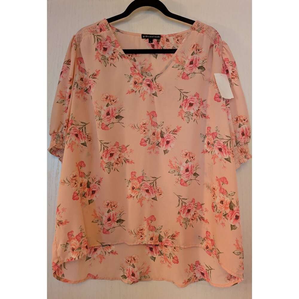 Gibsonlook Pink Floral Blouse NWT - Large